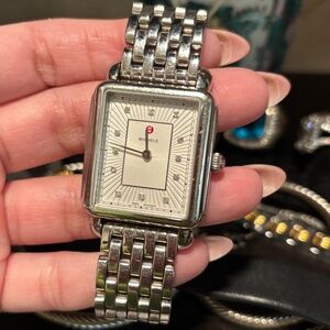 Michele Silver and white diamond Watch
